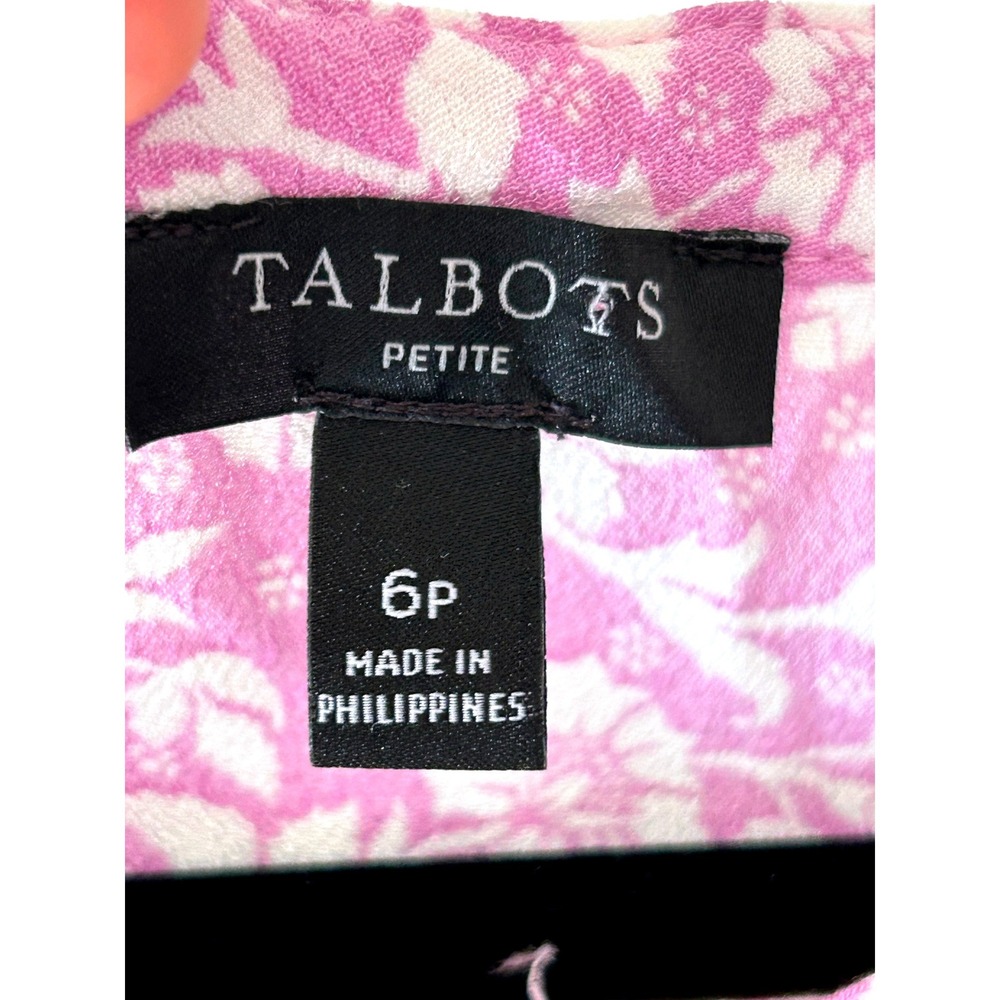 Talbots Petite Orchid Pink Floral Ruffle Tiered Midi Dress 6P Flutter Sleeve - Picture 3 of 11